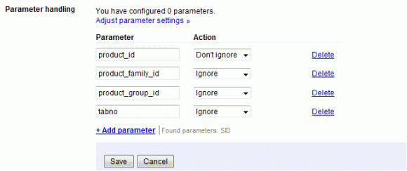 Search Engine Google Parameter Handling